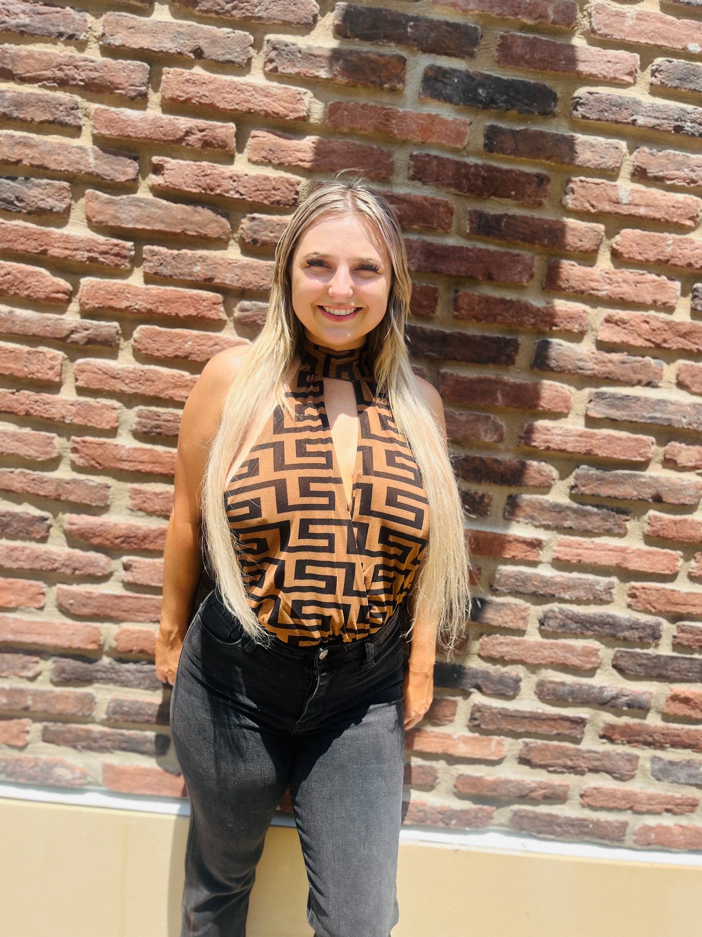 Kayla’s halter bodysuit