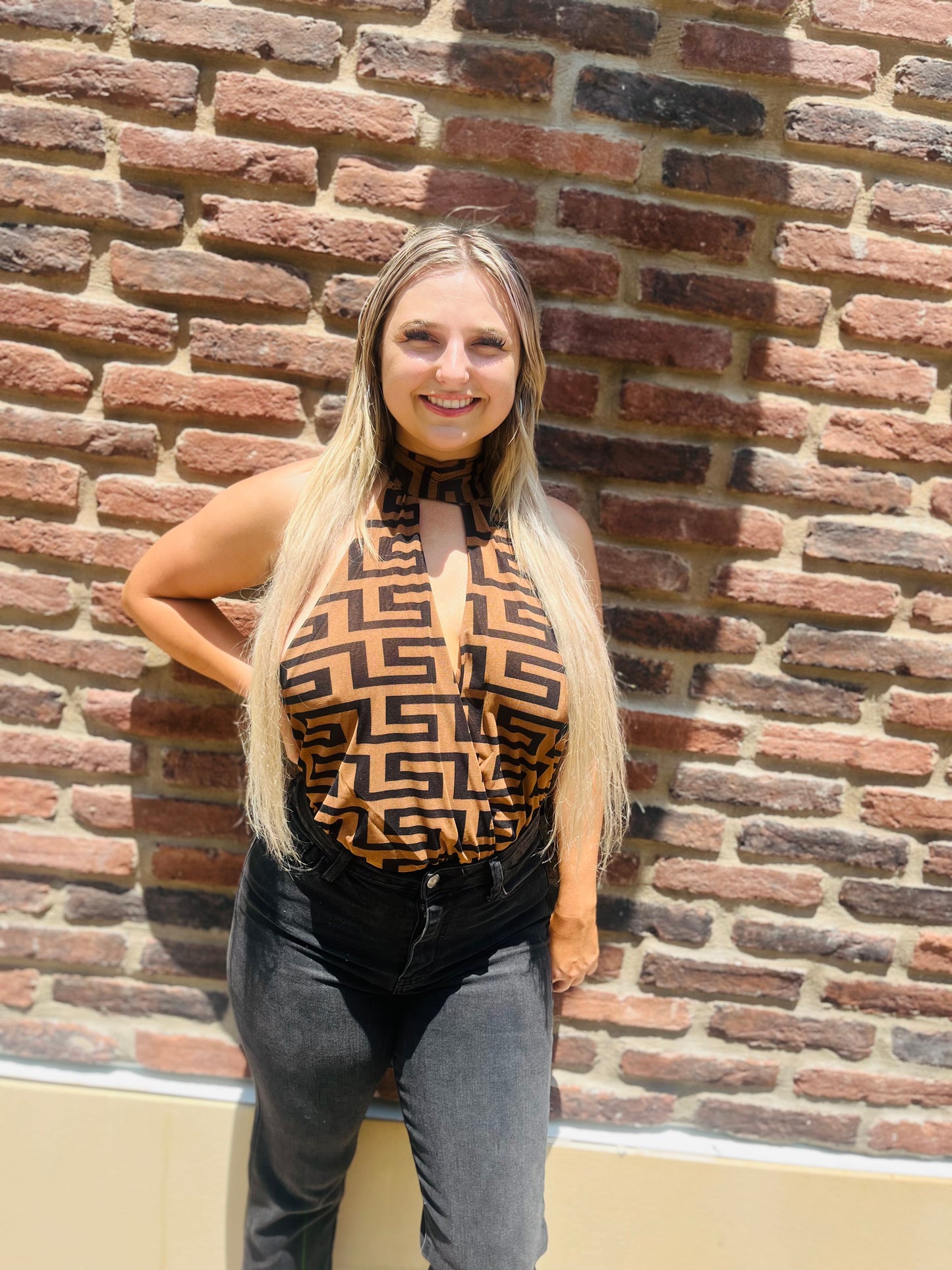 Kayla’s halter bodysuit