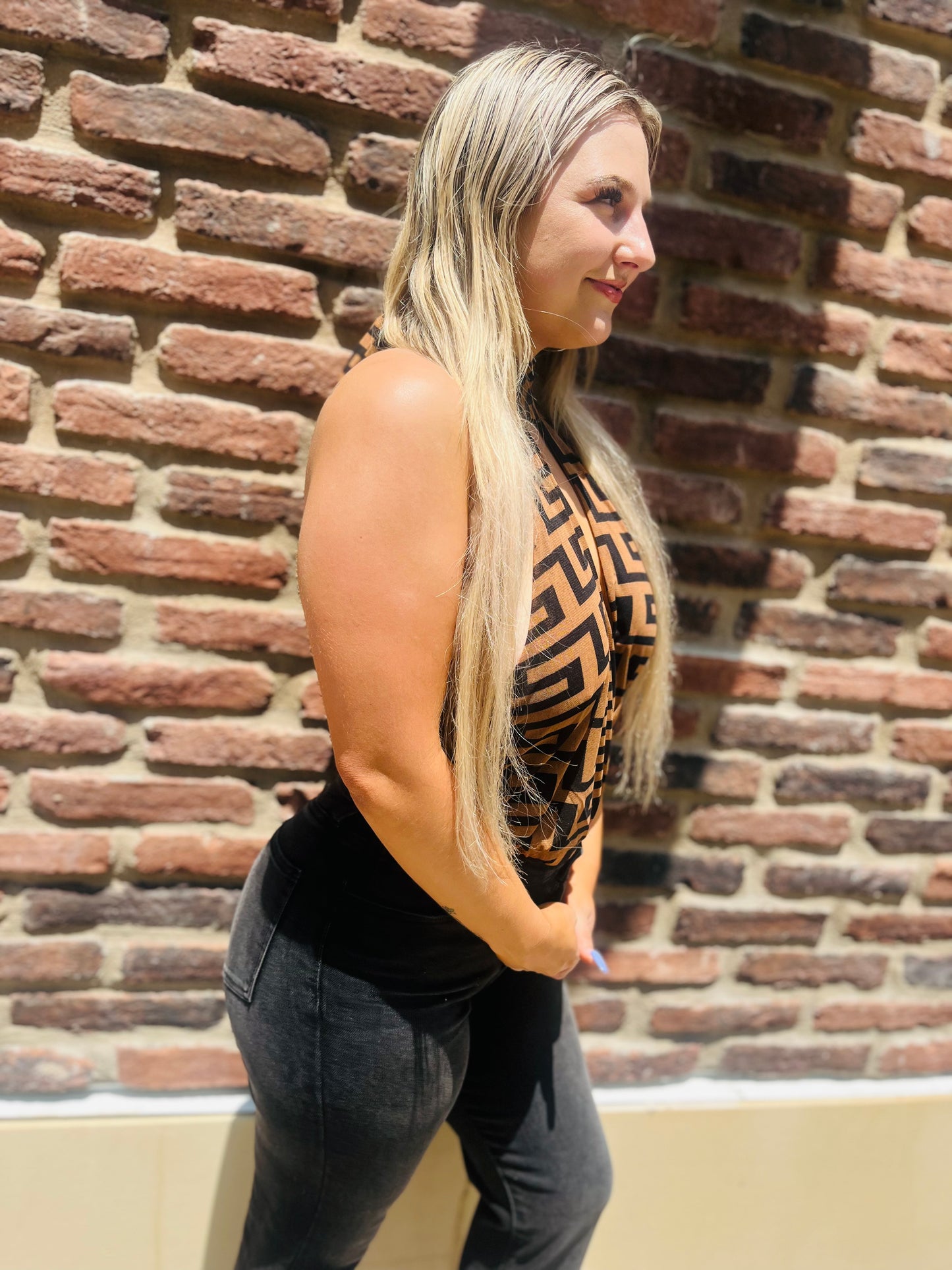 Kayla’s halter bodysuit