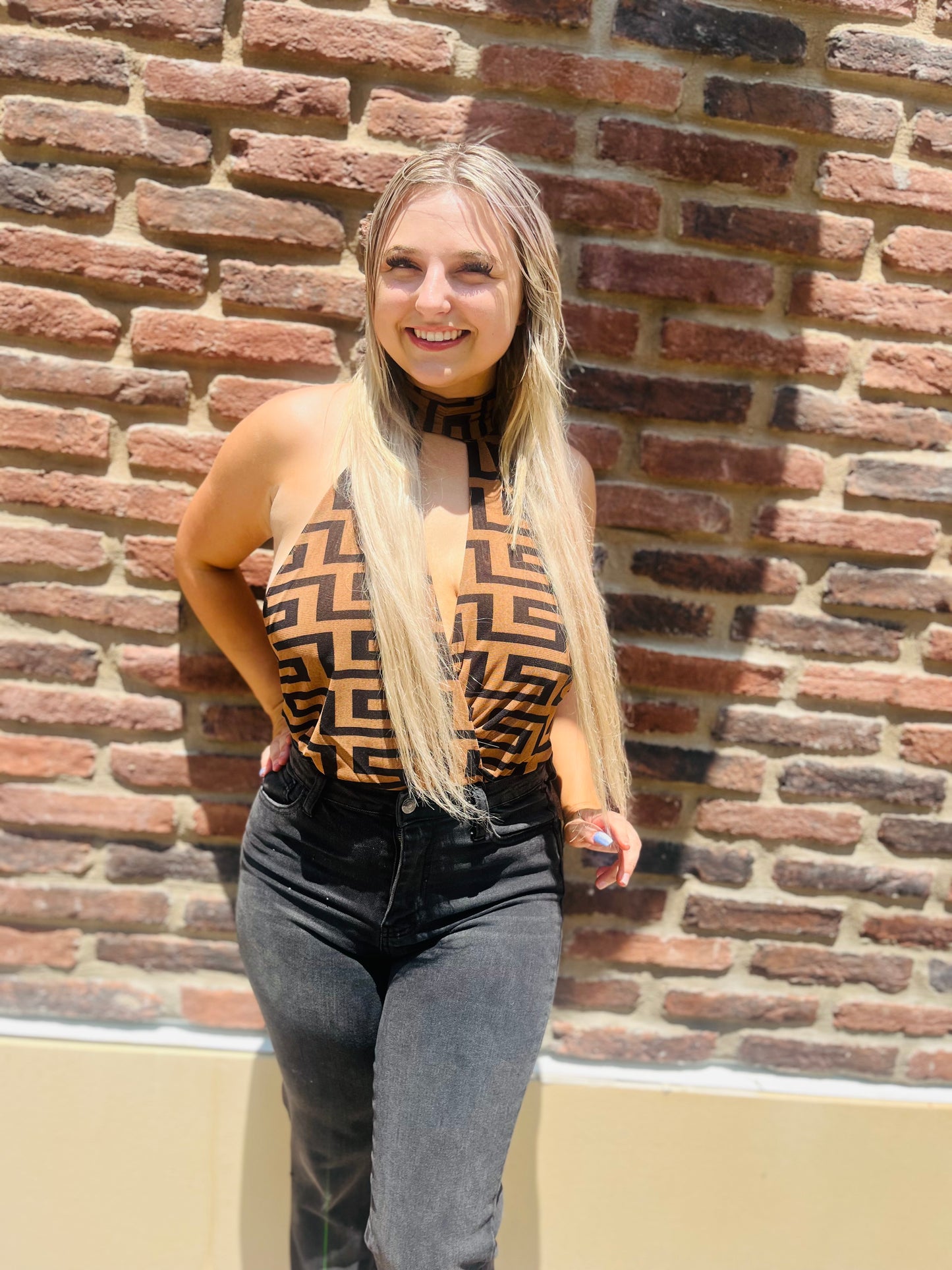 Kayla’s halter bodysuit