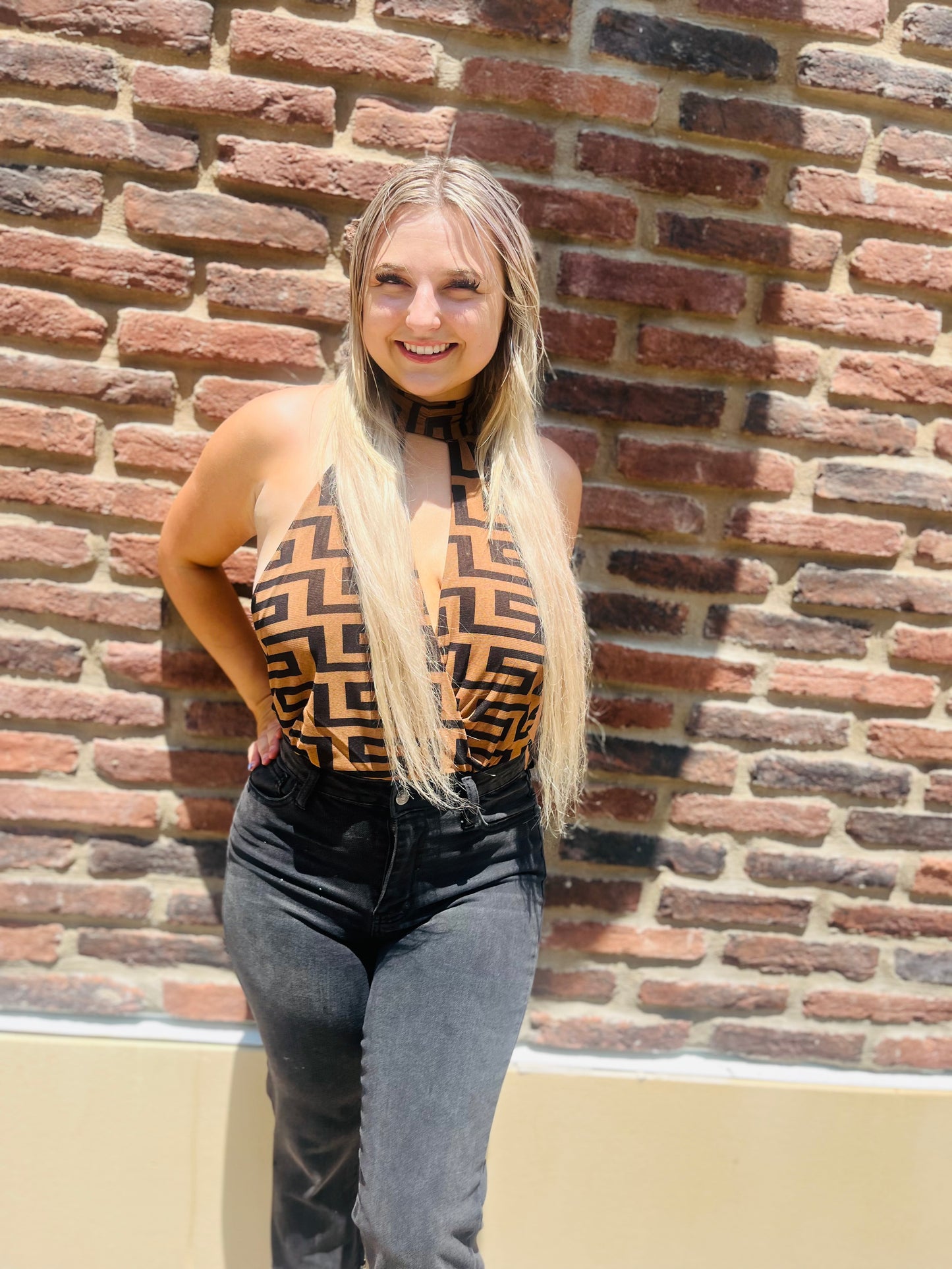 Kayla’s halter bodysuit