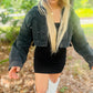 Kay’s sequin jean crop jacket