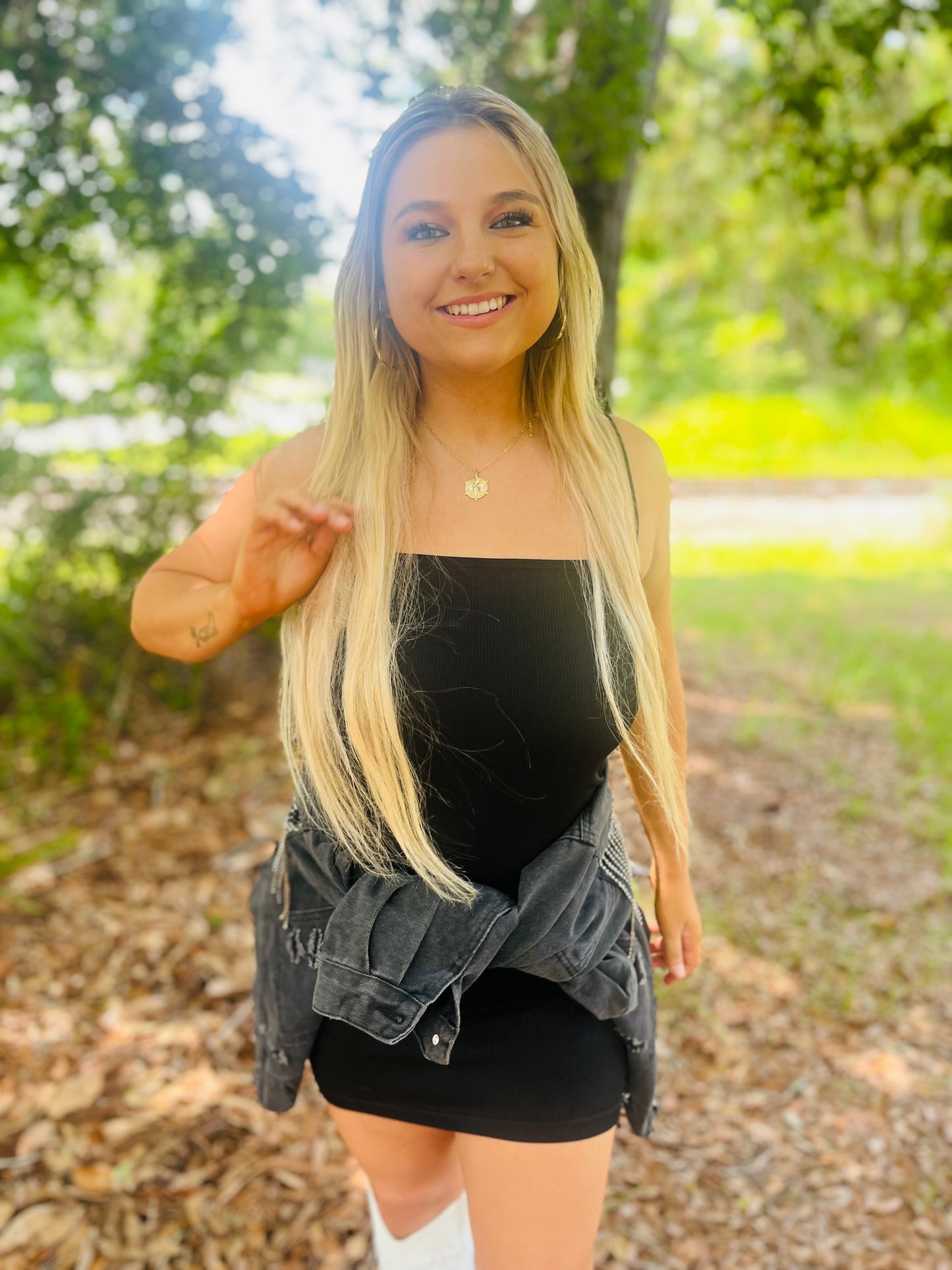 Kay’s sequin jean crop jacket