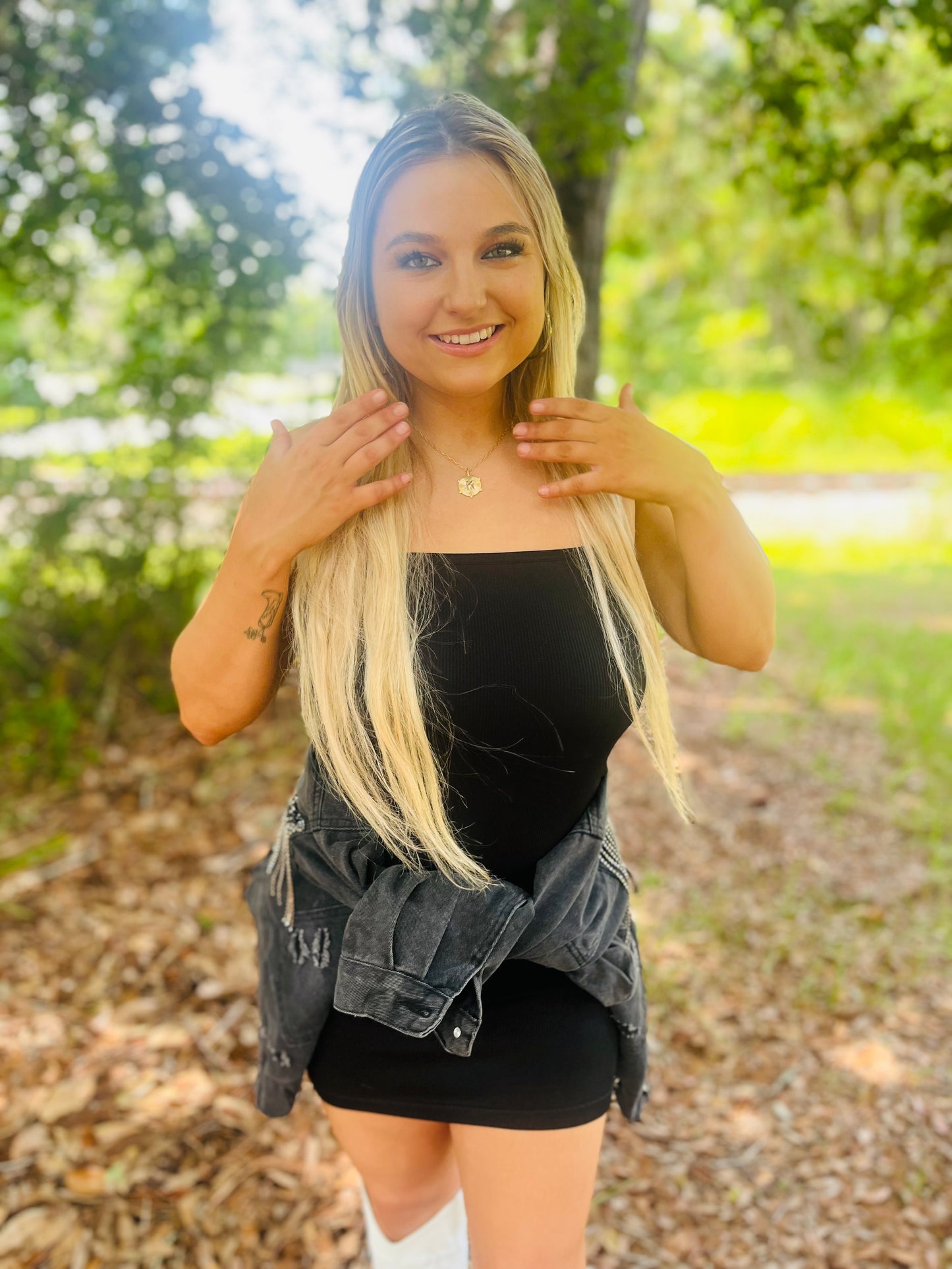 Kay’s sequin jean crop jacket