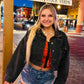 Kay’s sequin jean crop jacket