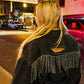 Kay’s sequin jean crop jacket