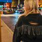 Kay’s sequin jean crop jacket