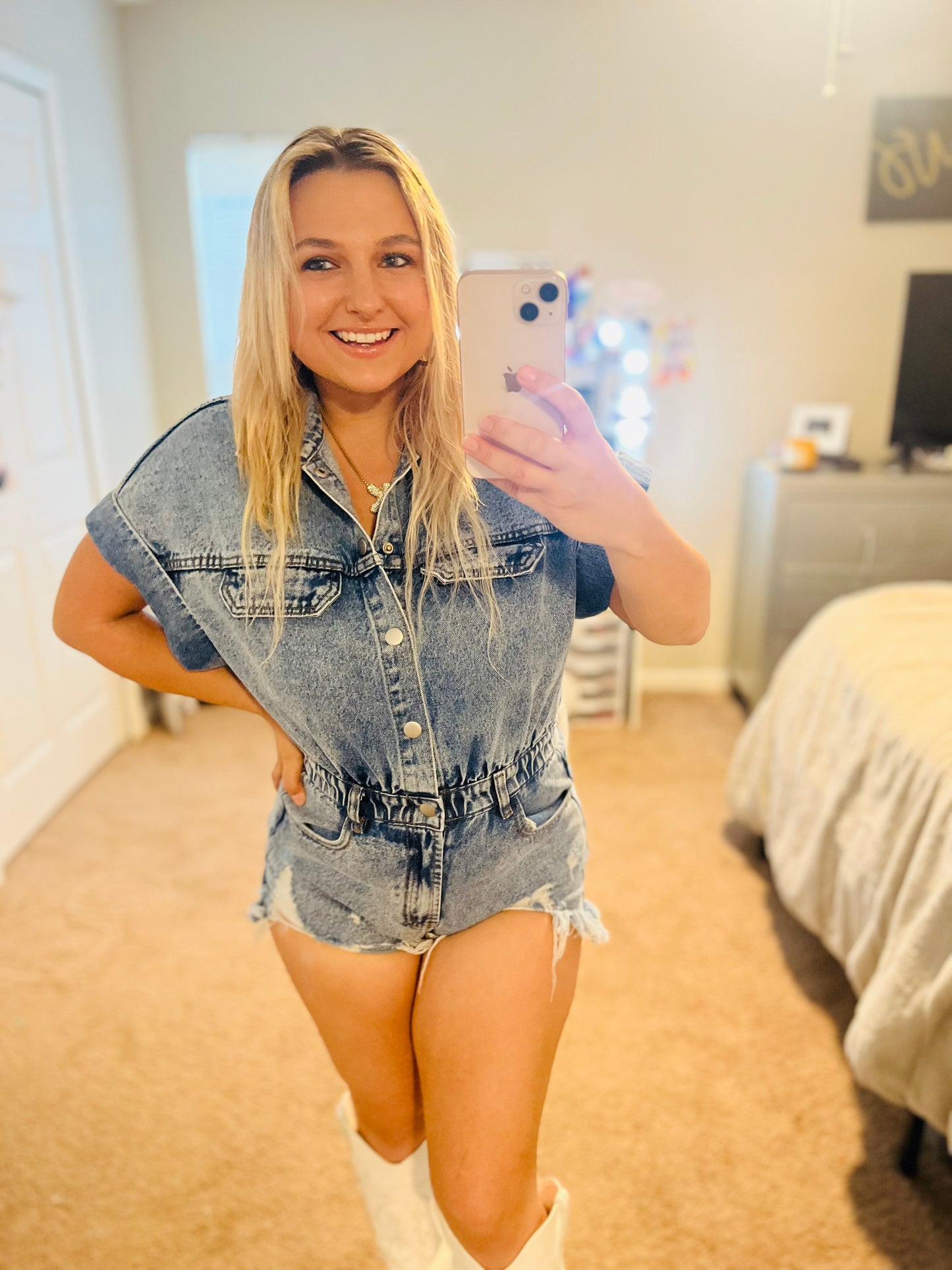 Denim romper