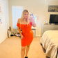 Orange Off-Shoulder Dress