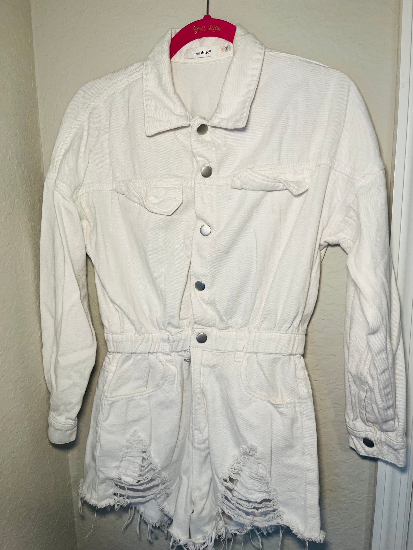 White denim romper